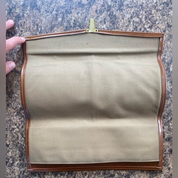 Rolfs Map Holder Faux Carmel Leather Vintage Car Buckle Closure Canvas Interior - Picture 2 of 6